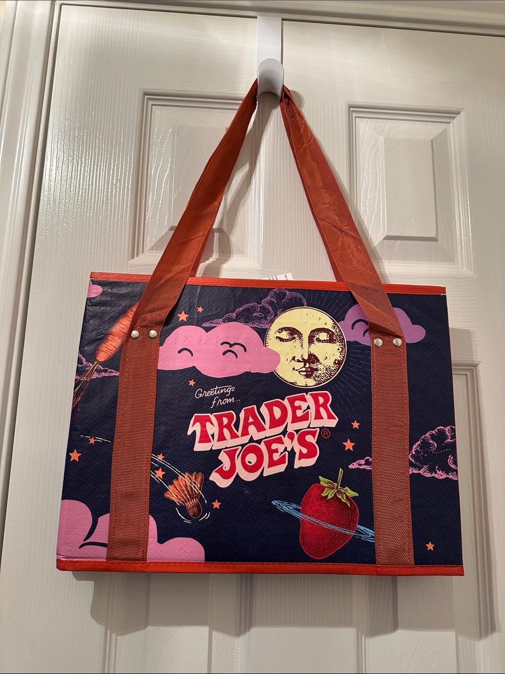 Trader Joe's Navy and Pink Reusable Tote Bag